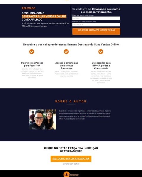 Página de captura Destravando Vendas Online