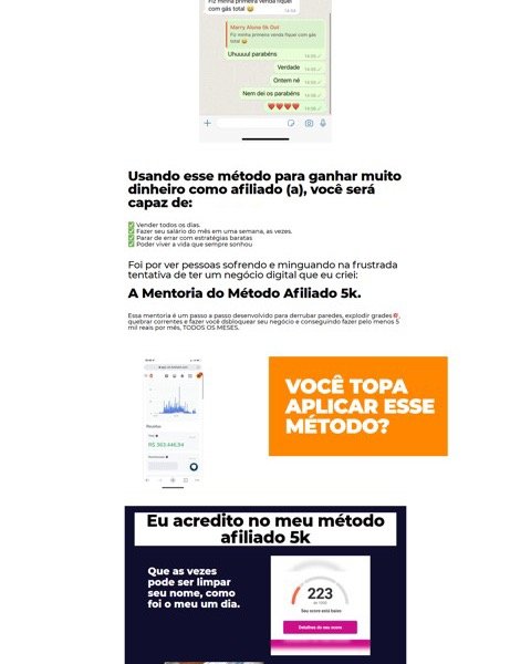 Página de vendas Método Afiliado 5k