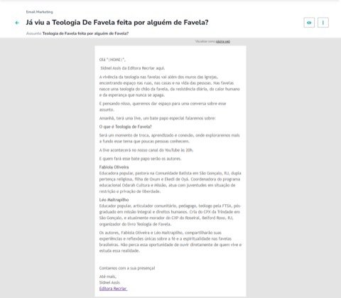 E-mail marketing Teologia de favela